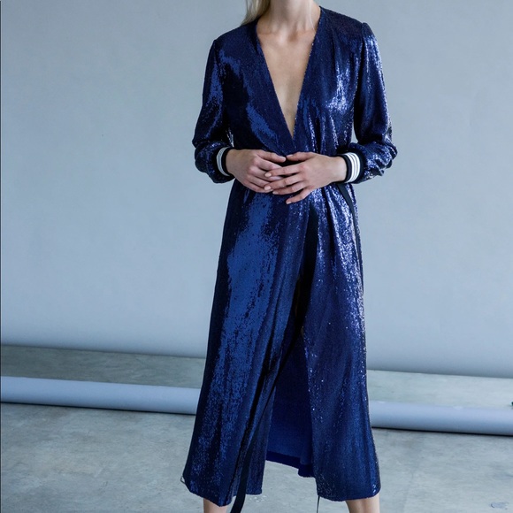 Robert Rodriguez Dresses & Skirts - Robert Rodriguez Blue Sequin Wrap Dress Size S